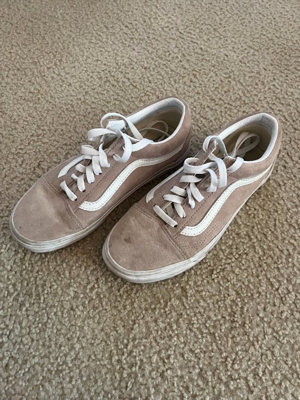 Beige Suede Low-top Stripe Vans Size 6.5